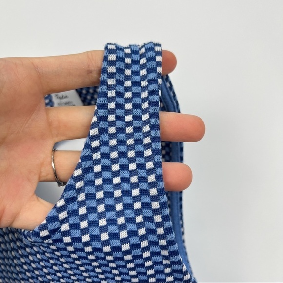 Zara Trafaluc Blue A-Line Geometric Textured Open Back Mini Dress - Picture 2 of 6